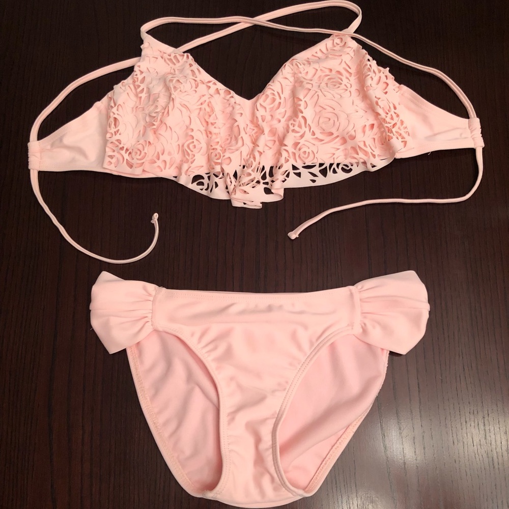 Pink/Coral Bikini Med top/Small bottom